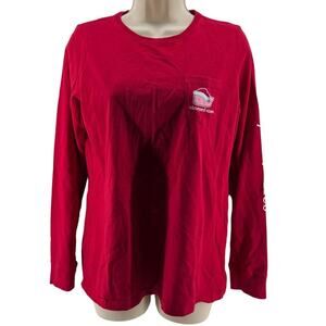 Vineyard Vines Santa Whale Long-Sleeve Pocket T-Shirt Red Small